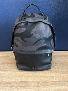 Matt & Nat Vegan Leather Black Camo BackPack - PRELOVED
